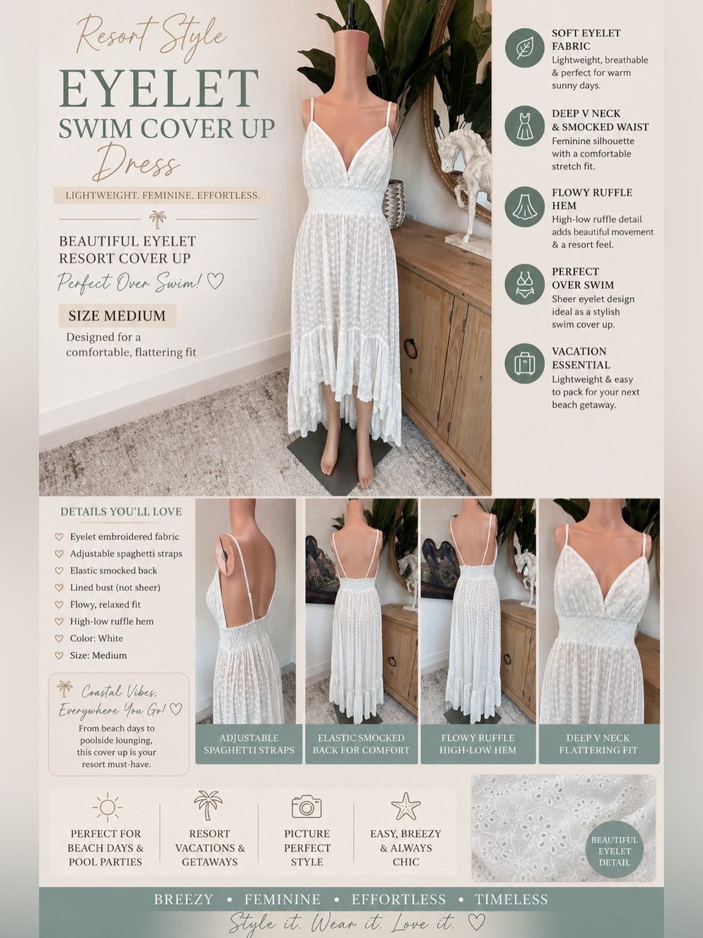 White Eyelet Swim Cover-Up Dress